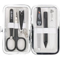 Manicure Pedicure Grooming Kit - 6 Piece Set with Nail Files, Clipper, Tweezers - White-Black Variation