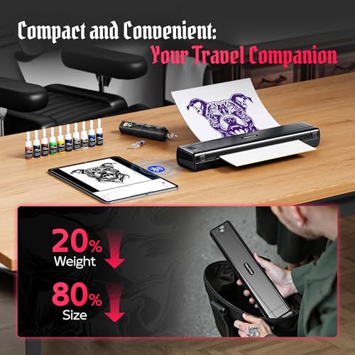 Black Portable Bluetooth Tattoo Stencil Printer 2026 New Version with App