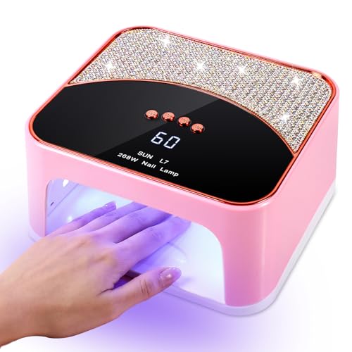 268W UV LED Nail Lamp with 4 Timers - Pink, Removable Base, Fast Curing