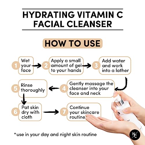 Narrative Cosmetics Vitamin C Face Wash Cleanser - Ultimate Water-Based Face Cleanser for Women - Anti-Aging and Gentle for All Skin Types- 6.7 Fl Oz (200ml)