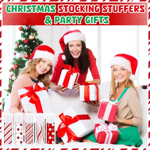 50 Pcs Christmas Peppermint Lip Balm Candy Party Favors Bulk - Festive Holiday Gifts