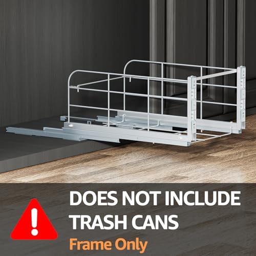 RUNMI Double Pull Out Trash Can Under Cabinet System - Heavy Duty Soft Close