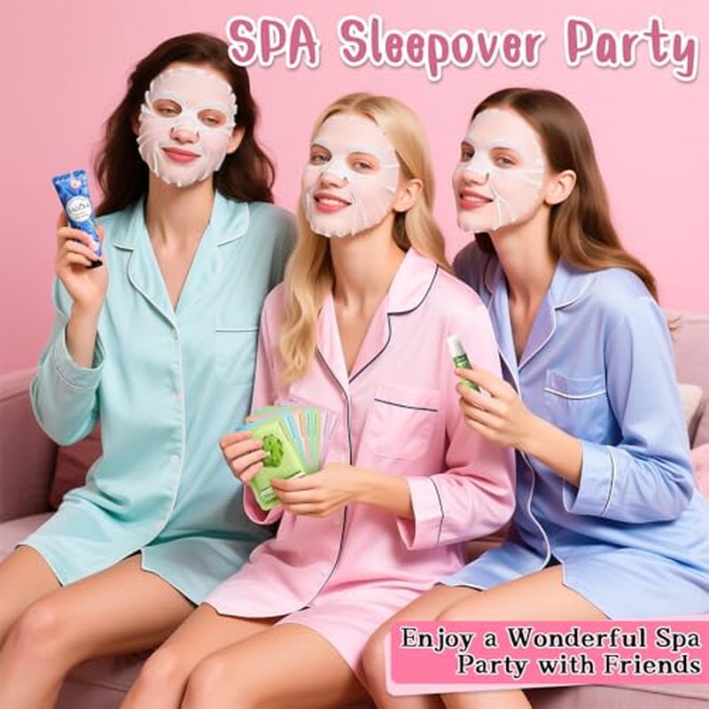 108 PCS Spa Party Supplies for Girls, Include Facial Masks, Lip Balms, Eye Patches, Hand Creams...Spa Kit for Sleepover & Slumber Party, Birthday Valentines Day Gift for Women, Spa Party Favors