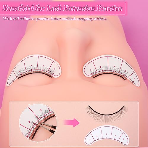 Lash Mannequin Head for Practice Training, Cosmetology Mannequin Head Doll Face Head with Eye Lashes Supplies Kits for Beginners Lash Extensions, Makeup (Soft Rubber & Natural Skin Color)