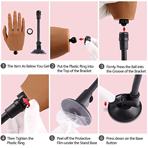 Right Hand Practice Hand for Acrylic Nails with Stand - Reusable Silicone Mannequin