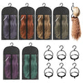 6PCS Wig Storage Bags with Hangers Dust-Proof & Foldable for Travel & Home - Black