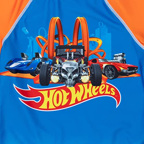 Hot Wheels Boys' 2-Piece Swimwear Set - Rash Guard & Trunks, Blue, Toddler to Big Kid