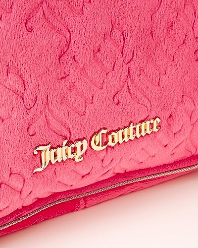 Pink Makeup Bag with Hanging Hook - Velour Logo Travel Organizer