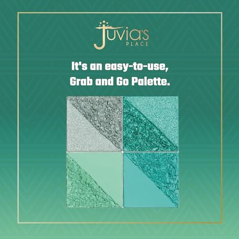 Juvia's Place Rebel Quad Mint Eyeshadow Palette - Shades of 4, Professional Eye Makeup, Pigmented Makeup Palette for Eye Color & Shine, Pressed Eyeshadow Cosmetics