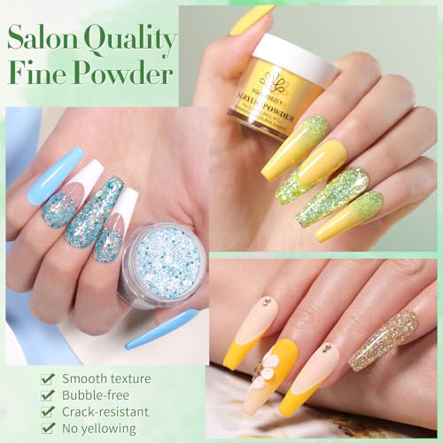 Acrylic Powder Set 36 Colors Pastel Series - Long Lasting Nail Art Kit - No Curing Needed