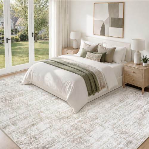 Yidanamy 8x10 Brown Washable Area Rug - Modern Abstract Carpet for Living Room