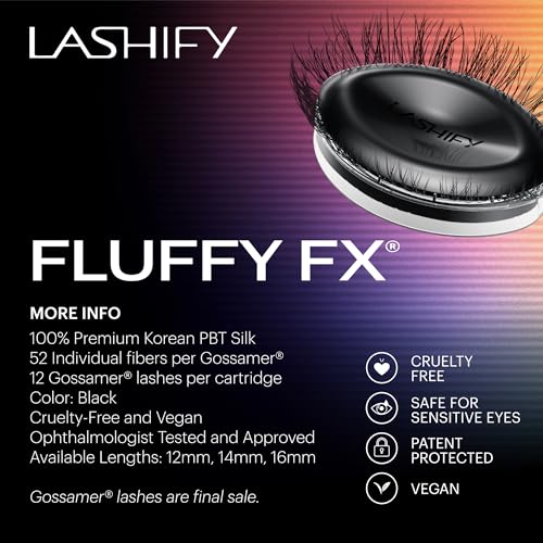 Lashify Fluffy FX 14mm Gossamer DIY Eyelash Extensions Refill, For The Most Curliest and Fluttery Appearance, Truffle Color, Easy False Lashes