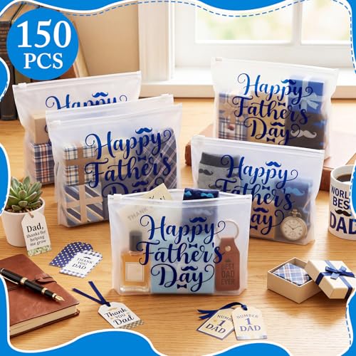 Kacctyen 150 Pcs Happy Father's Day Waterproof Cosmetic & Toiletry Bags Bulk Gifts for Dad