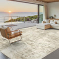Soalmost 8x10 Beige/Gray Abstract Area Rug - Washable, Non-Slip, Low-Pile Living Room Carpet