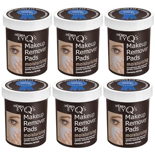 Andrea Eye Q's Moisturizing Eye Makeup Remover Pads – 65 Count (Pack of 6)