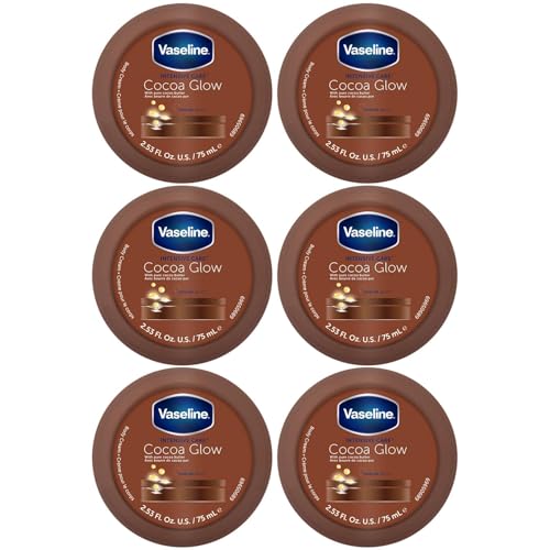 Vaseline Cocoa Glow Body Cream 6-Pack ? Pure Cocoa Butter 48H Moisturizing Cream for Dry Skin, Travel-Size, 2.53 Fl Oz Ea