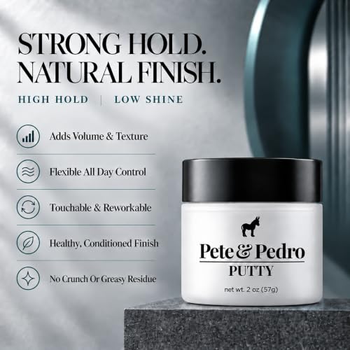 Pete & Pedro Hair Putty 2 oz. - Strong Hold, Matte Finish, Low Shine Styling Clay