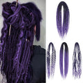 24 Inch 3-in-1 Mixed Double Dreadlock Extensions - Ombré Purple, 15 Pieces, DE-24 Inch
