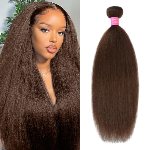 Piuneo 20 Inch Chocolate Brown Kinky Straight Human Hair Bundles - #4 Variant