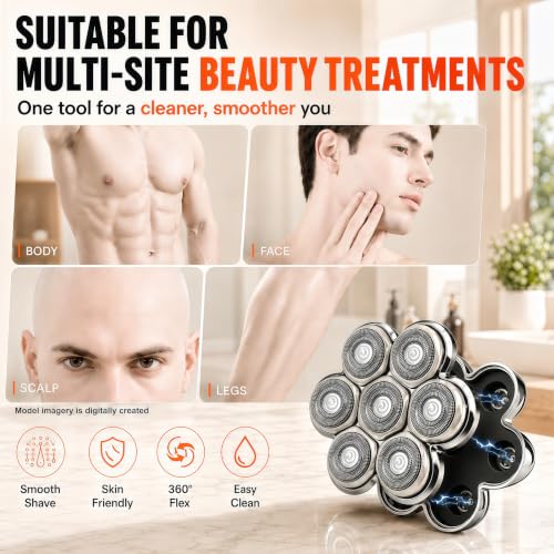 7D Floating Razor Head Replacement for Shaver & Grooming Devices - Silver 2 Pack