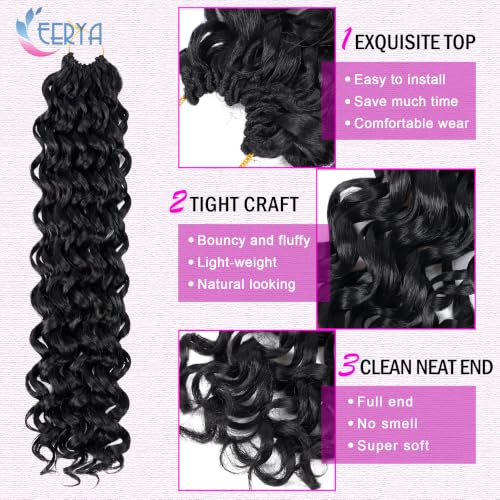 EERYA 24 Inch 7 Pack GoGo Curl Crochet Hair Deep Wave Beach Curl Synthetic Extensions
