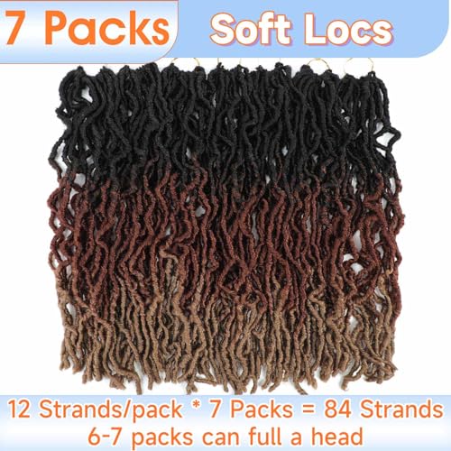 24 Inch Faux Locs Crochet Hair Set - Ombre 7 Packs for Black Women, Pre-Looped & Natural Look Variation of 1B/30/27