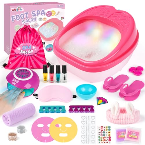 Kids Foot Spa & Nail Kit Set - Medium Size Spa Day Gift for Girls - 25 pcs