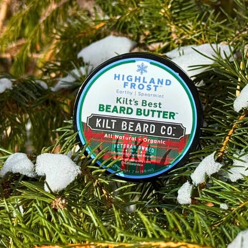 Highlands Frost Beard Butter for Men- Best beard Moisturizer & Conditioner- All-Natural Shea & Mango Butter- Softens & Hydrates Dry, Coarse Beards- Earthy, Spearmint, & Cypress Scent.