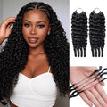 Black Burmese Curly Crochet Human Hair Extensions - 14 Inch 120g - Unprocessed, Knotless, Reusable