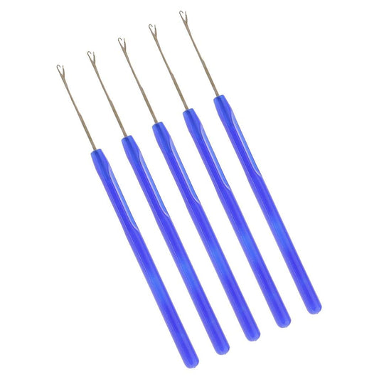 5-Piece Professional Microlink Hair Extension Tool Kit | Easy to Use, Rust- Stainless Steel Pulling Hooks | Save Time, Perfect for Hair Feathers | Hair - Blue