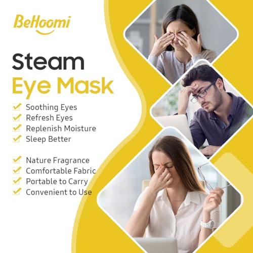 Steam Eye Mask, 40 Packs Heated Eye Mask Warm Compress for Eyes, Self Heating Disposable Eye Masks, Stocking Stuffer (Orange & Chamomile)