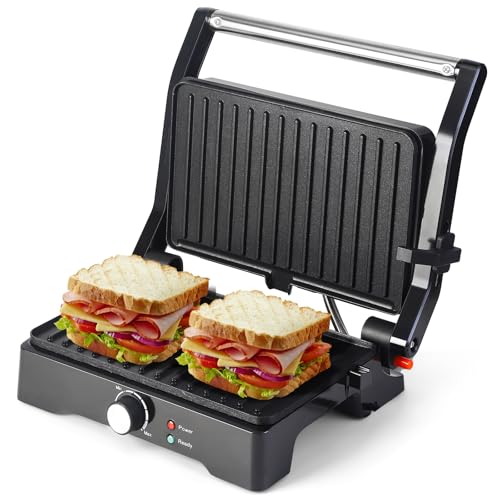UVFAST Large Panini Press Grill Sandwich Maker 3-in-1 Open 180°