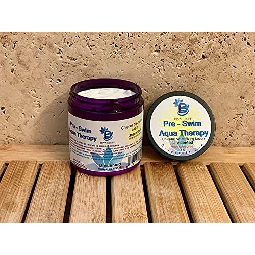 Diva Stuff 2 Pack (set Lotion & Face Cream) Pre-Swim Aqua Therapy Chlorine Neutralizing Body Lotion For Face and Body, Protects Skin From Chlorine & Salt Water, Made in the USA, Unscented Sunscreen