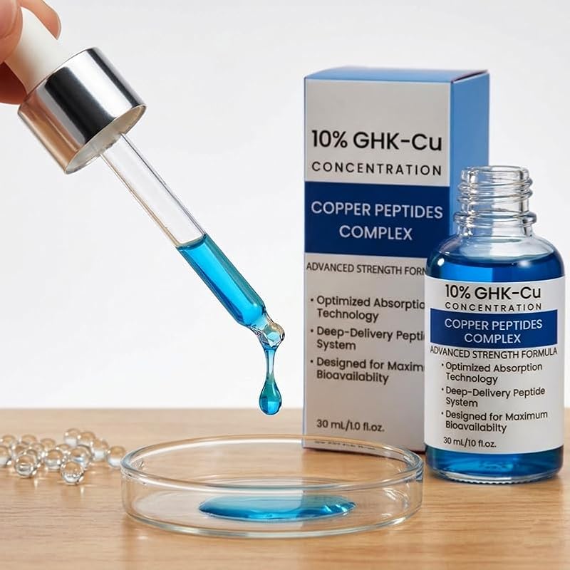 Copper Peptide Face Serum with Hyaluronic Acid for Skin Hydration & Anti-Aging