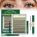 KEYYOU LASH California Sunset Manga Lash Clusters Kit 8-18mm Eyelash Clusters Kit DIY Lash Extension Natural Fairy Cluster Lashes with Lash Bond Seal Remover Applicator Soft Thin Band (Upgraded MG01)