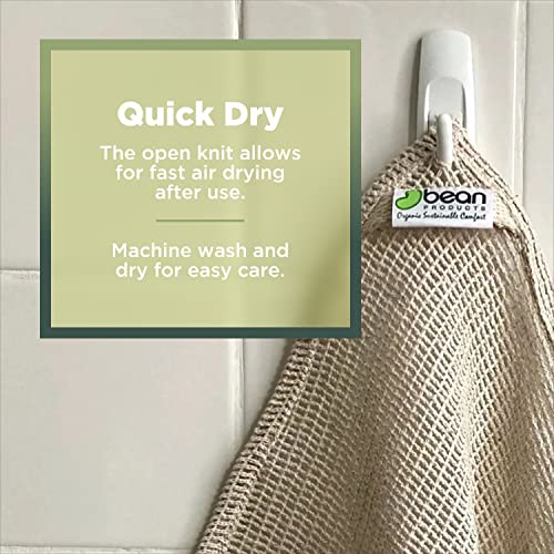 Hemp & Organic Cotton Washcloth 4 Pack - Open Knit Exfoliating Bath & Kitchen Towels