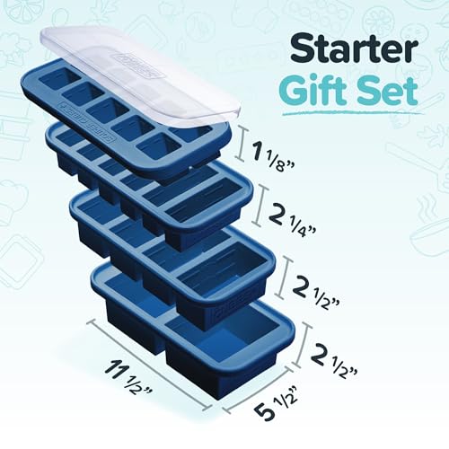 Souper Cubes Blueberry Silicone Freezer Molds Set for Meal Prep & Storage