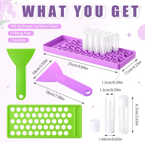 White & Clear 5g Lip Balm Tubes Kit with Filling Trays & Spatulas - DIY Lipstick & Perfume Containers
