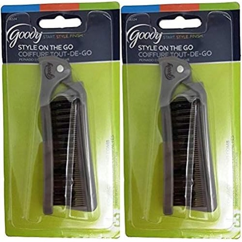 Goody 08524 Style On The Go Compact Brush and Comb Combo (Pack of 2); Maintain Your Look On the Go; Perfect Size for Purse, Pocket or Tote Bag; Measures Approx. 8.25" When Unfolded & 4.5" When Folded