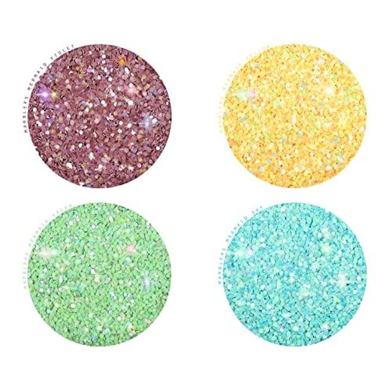 MARBLERS Holographic Glitter [Mermaid 8 Color Set] 4oz (112g) | Chunky | Non-Toxic, Vegan, Cruelty-Free | Face, Body, Eyeshadow, Hair, Party Makeup | Nail Art, Polish | Resin, Tumbler, Slime, Craft