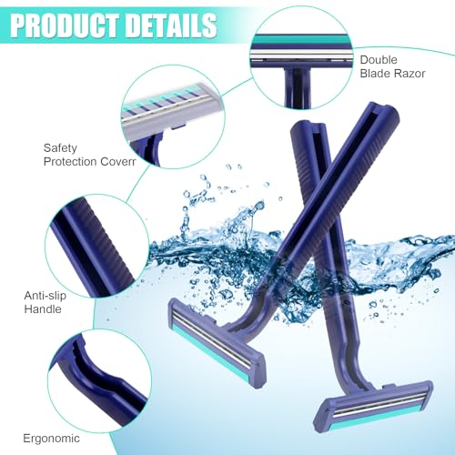 Disposable Razors Bulk Pack of 300 Twin Blade Safety Shavers for Men & Travel - Blue - Variation 1 Count