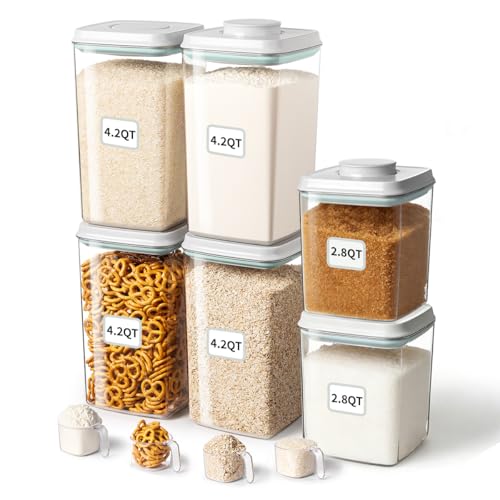 Ankou 4L & 2.65L Food Storage Container Set, Airtight Plastic Canisters with Lids & Scoops