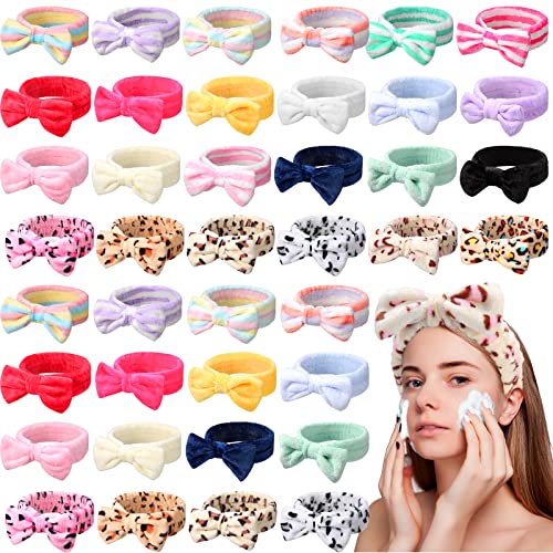 Cute Pattern Spa Headbands 48 Pcs Soft Plush Hair Bands for Women Girls