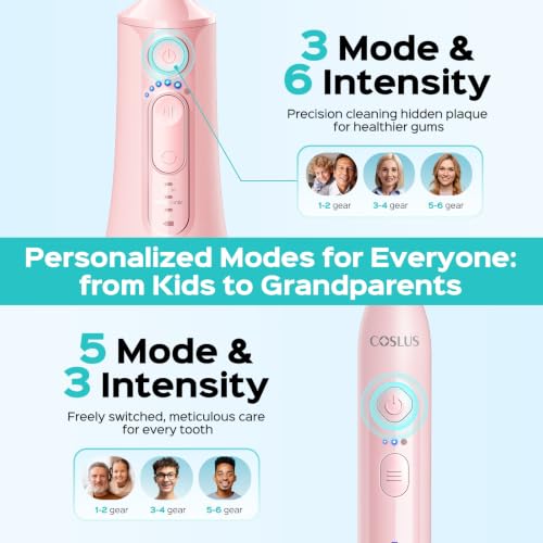 COSLUS Pink Water Flosser & Electric Toothbrush Combo - Oral Care Kit