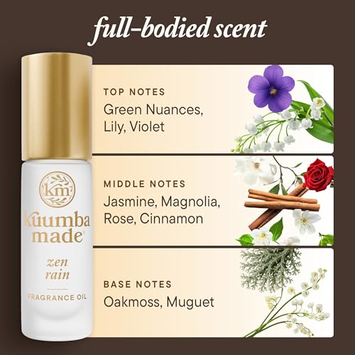 Kuumba Made Zen Rain Fragrance Oil, Long-Lasting Small-Batch Perfume Roller, Vegan, Alcohol-Free, 0.15 Fl Oz