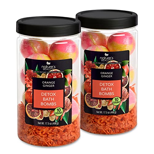 Detox Orange Ginger Bath Bomb Gift Set - Citrus & Patchouli Spa Bombs, 17.5 oz, 10 Count, 2 Pack
