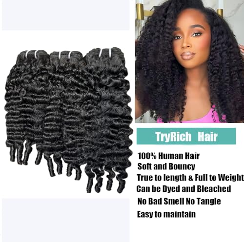 20 Inch Burmese Water Wave Human Hair Extensions - Curly Weave, Unprocessed Black