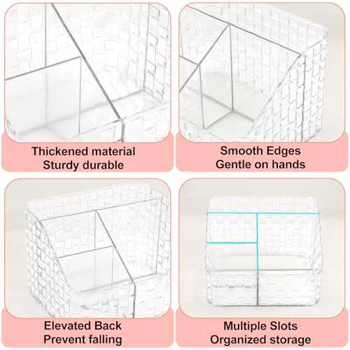 Acrylic Makeup Brush Holder Organizer with 4 Slots - Clear L Variation