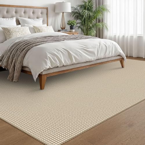 EARTHALL 6x9 Ft Woven Area Rug Beige/Ivory Washable Non Slip Living Room Carpet