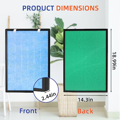 Pulluty 2 Pack HSP002 True HEPA Air Filter Replacements for Hathaspace HSP002 - 3-in-1 Activated Carbon & Pre-Filter, 2 Sets
